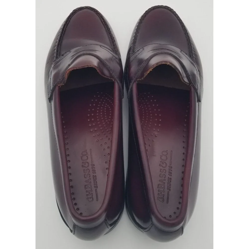 G. H. Bass & Co. Weejuns Burgandy Oxblood Leather Penny Loafers Men's Size 11 D